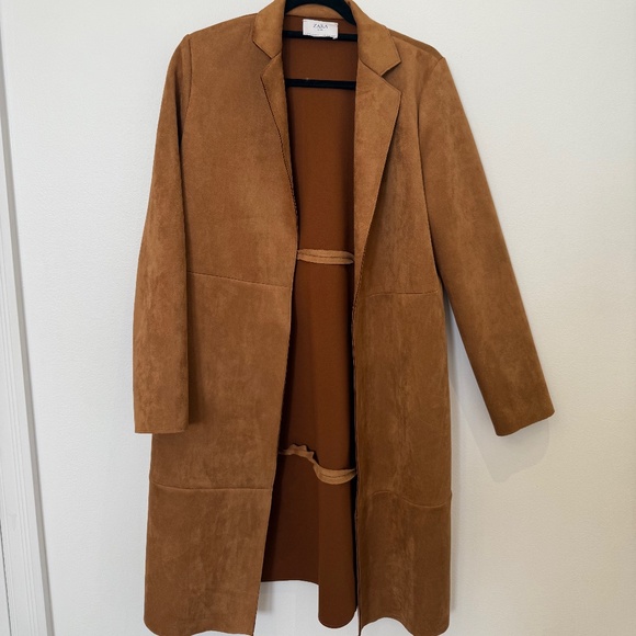 Zara suede longline coat - Picture 1 of 4